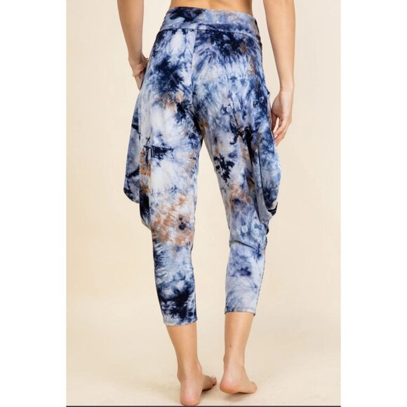Kooniez Limited Edition Harem Pants Sz L Kaleidoscope Navy Yoga Lounge Pull On - Picture 10 of 10
